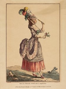 La Gallerie des Modes; Le Clerc; Dupin - prent; gekleurde gravure - Robe à Polonaise d