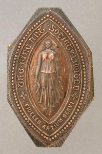 Zegel van de Fine Art Society door Lady  Butler