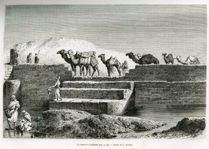 Het reservoir van Abdullah, Saoedi-Arabië, illustratie uit "Pelgrimage naar Nejd, de bakermat van het Arabische ras", gepubliceerd in de Wereldtour, geleid door Edouard Charton (1807-1890) 1882 door Lady Anne Blunt