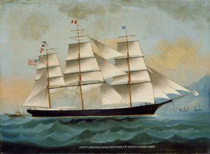 Het schip Fleetwing, Hong Kong Bay, J. W. Guest, commandant door Lai Sung