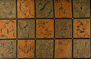 Batik met traditioneel ruitpatroon, Surakarta, Java, Indonesië (detail) door Amadeo (after) Modigliani