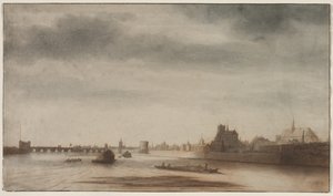 Uitzicht op Orléans vanaf de Loire, c. 1670 door Lambert Doomer