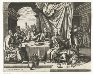 Maria Magdalena zalft de voeten van Christus