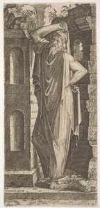 St. Philip, staand met zijn linkerhand op zijn heup en zijn rechterhand rustend op zijn hoofd, 1545 door Lambert Suavius