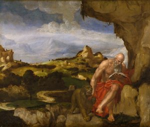 Sint Hiëronymus in de Wildernis door Lambert Sustris