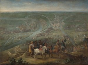 Franse bevelhebbers bij het beleg van Rheinberg, 1672 door Lambert de Hondt (II)