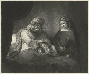 Jakob zegent Efraïm en Manasse door Lambertus Antonius Claessens