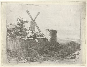 Ruïne met molen