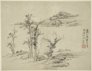 Landschap in de Stijl van Oude Meesters: naar Ni Zan (1301-1374) door Lan Ying