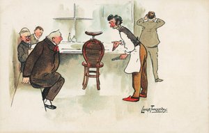Scène in een kapperszaak door Lance Thackeray