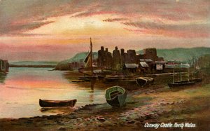 Conway Castle, Caernarvonshire, Noord-Wales, eind 19e of begin 20e eeuw door Langsdorff and Co