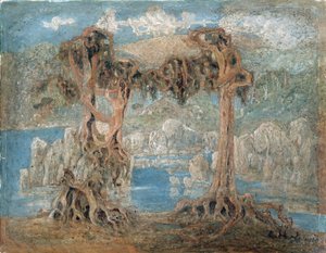 Landschap - Bomen aan de kust, Noorwegen
