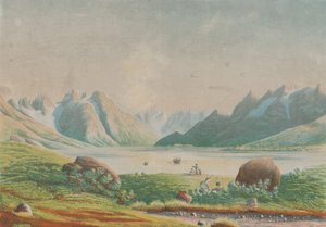 Het meer van Kuggsuak bij Tasermiut, Groenland, 1863 door Lars Møller