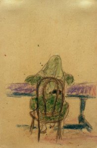Zonder titel (meisje aan tafel zittend, van achteren) door Laszlo Moholy Nagy