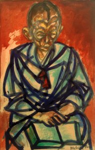 Zonder Titel (Zeeman Miklós, lezend in boek) door Laszlo Moholy Nagy