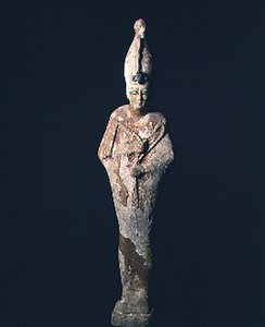 Met gips bedekte houten figuur van Osiris, Saïtische periode, 664-525 v.Chr. door Late Period Egyptian