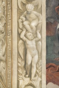 Putti, decoraties rond de ramen (fresco)