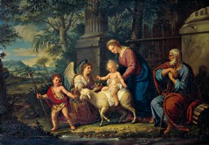 De Heilige Familie met St. Johannes de Doper door Lattanzio Querena