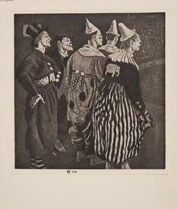Vijf clowns, uitgegeven 1926 door Laura Knight