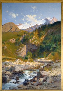 De stroom bij Chavalchere, Tabuchet-gletsjer en de Meije-berglandschap door Laurent Guétal
