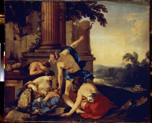 Mercurius geeft het kind Bacchus aan de nimfen van Nysa