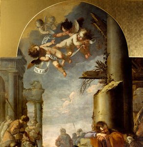 De Aanbidding van de Herders (detail). Schilderij door Laurent de la Hyre door Laurent de la Hyre