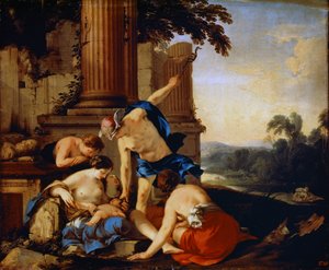 Mercurius geeft het kind Bacchus aan de nimfen van Nysa