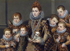 Portret van Bianca degli Utili Maselli met haar zes kinderen (c.1605)