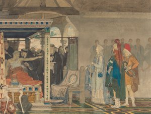 Fredegonda aan het sterfbed van Praetextatus door Lawrence Alma Tadema