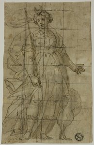 Studie voor Juno (of Diana) met een pauw door Lazzaro Tavarone