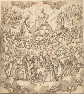 De Zaligen in het Paradijs met de Maagd en Sint Johannes de Doper voor God
