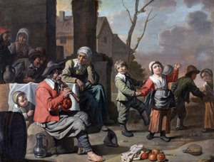 Cirkel van Le Nain - Dansende boerenkinderen, jaren 1650FXD door Le Nain Brothers