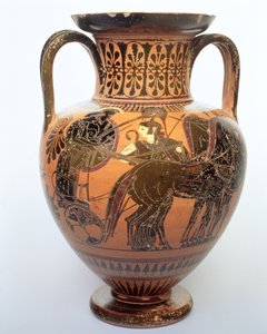 Zwartfigurige amfora met een quadriga, 515-490 v.Chr.
