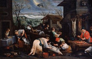 December uit de serie De Seizoenen, laat 16e of begin 17e eeuw