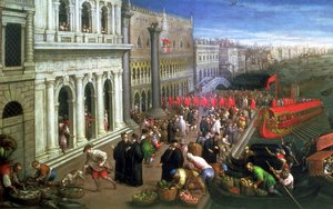 Riva degli Schiavoni, Venetië (detail) door Leandro da Ponte Bassano