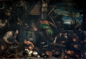De smidse van Vulcanus door Leandro da Ponte Bassano