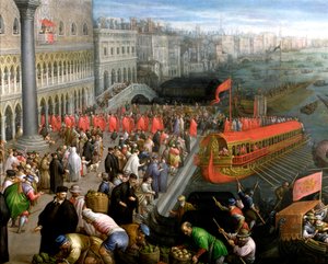 De Riva Degli Schiavoni in Venetië (detail) door Leandro da Ponte Bassano