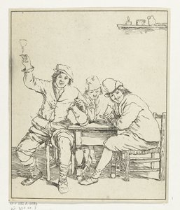 Drie mannen aan tafel roken en drinken