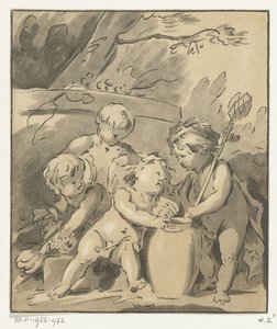 Vier putti met vaas