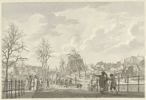 Ruïnen op het Rapenburg te Leiden, na de Buskruitramp van 12 januari 1807 door Leendert Overbeek