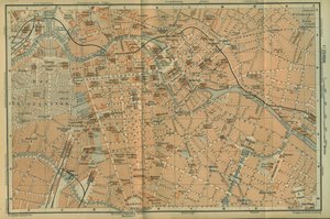 Kaart van het centrum van Berlijn, uit een reisgids Baedeker