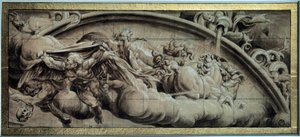 Cyclus van de Apollo-tank: de Avond of Allegorie van de winter. Tekening in zwarte inkt door Lelio Orsi (1511-1587). 16e eeuw. Parijs, Louvre Museum
