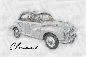 Tekening van een oldtimer door Lembayung senja studio [Vintage Poster]