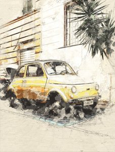Klassieke gele Fiat