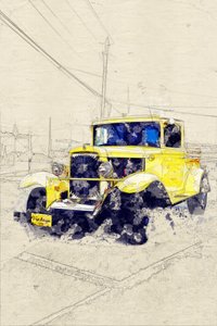 Klassieke gele pick-up door Lembayung senja studio [Vintage Poster]