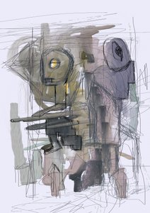 Raadselachtige abstracte robots door Lembayung senja studio [Vintage Poster]