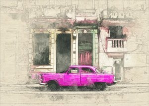 Roze vintage tram