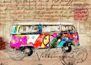 Psychedelische Vredesbus door Lembayung senja studio [Vintage Poster]