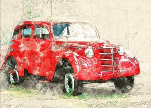Rode oude auto