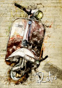 Retro-scootertocht door Lembayung senja studio [Vintage Poster]
